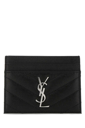 SAINT LAURENT Mini Black Leather Card Holder