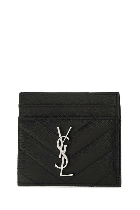 SAINT LAURENT Mini Black Leather Card Holder