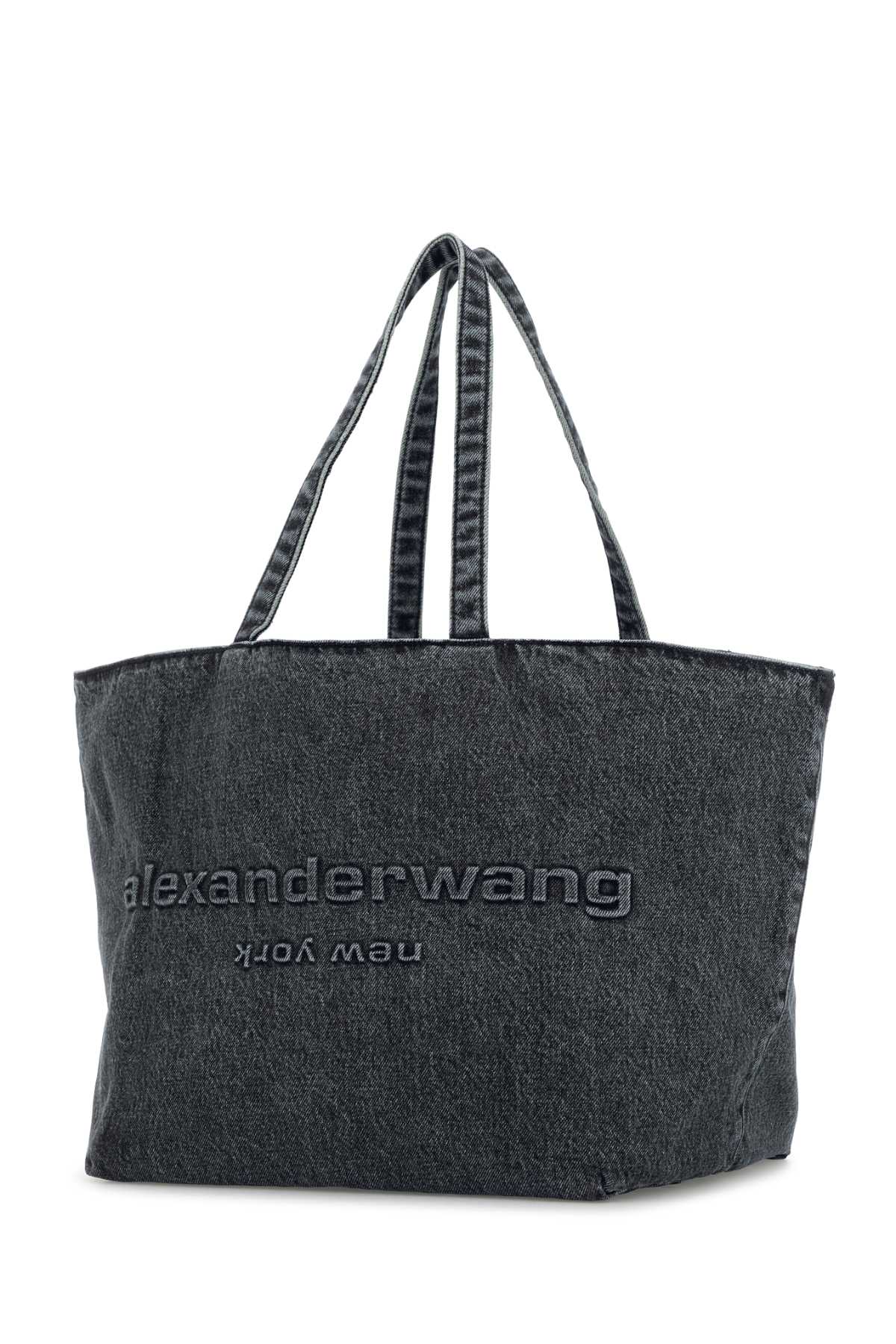 ALEXANDER WANG Dark Grey Mini Denim Punch Shopping Handbag