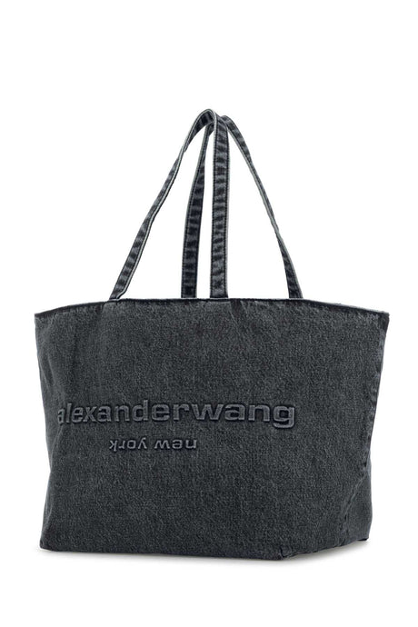 ALEXANDER WANG Dark Grey Mini Denim Punch Shopping Handbag