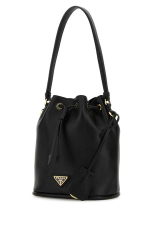 PRADA Mini Black Leather Bucket Handbag