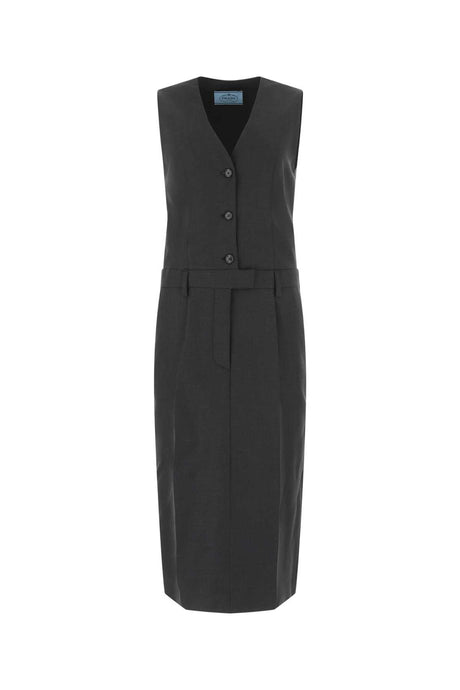 PRADA Elegant Wool Dress with Feminine Silhouette