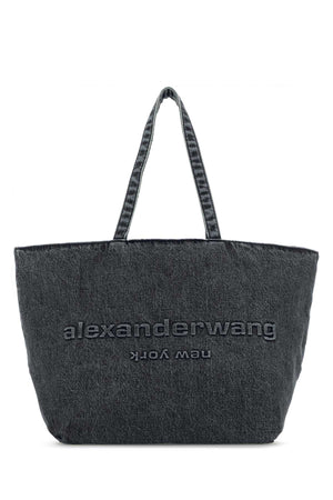 ALEXANDER WANG Dark Grey Mini Denim Punch Shopping Handbag