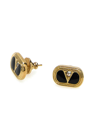 VALENTINO GARAVANI Two-tone Enamel and Metal VLogo Mini Earrings