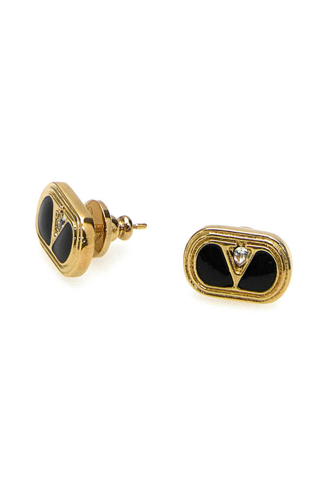 VALENTINO GARAVANI Two-tone Enamel and Metal VLogo Mini Earrings