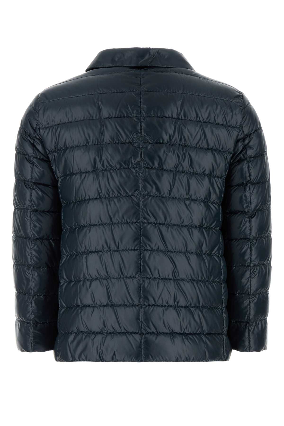 HERNO Navy Blue Nylon Down Jacket for Women