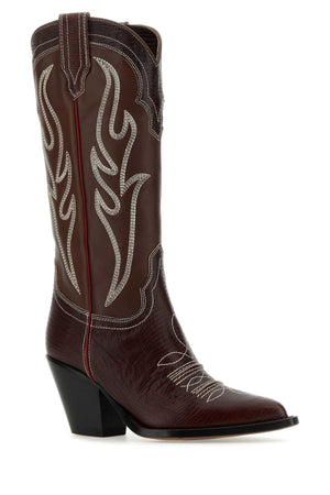 SONORA Elegant Brown Leather Santa Fe Boots - 9 cm Heel Height