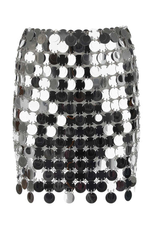 PACO RABANNE Silver Maxi Sequins Mini Skirt