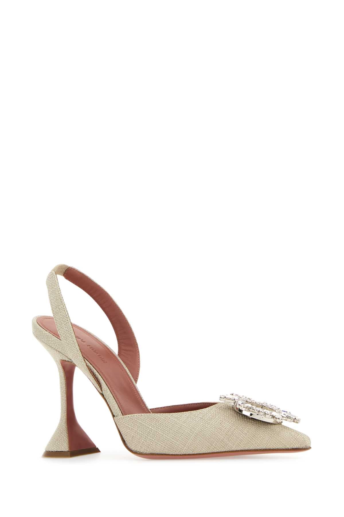 AMINA MUADDI Beige Canvas Pumps with 9.5 cm Heel Height