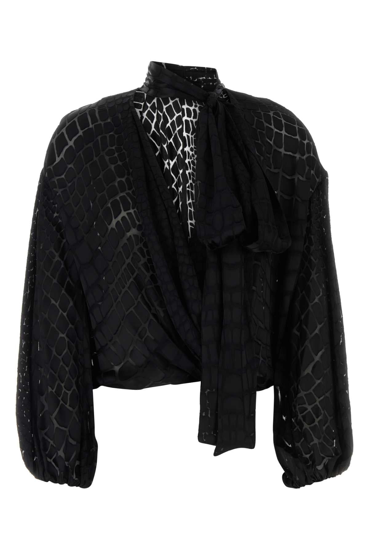 BLUMARINE Sophisticated Black Devore Blouse