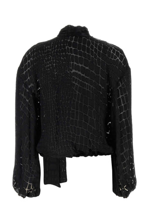 BLUMARINE Sophisticated Black Devore Blouse