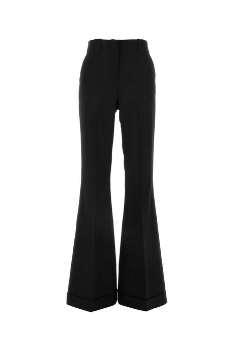 THE ANDAMANE Chic Black Stretch Twill Flared-Leg Pants