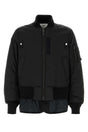 SACAI Stylish Black Rayon Blend Bomber Jacket for Men