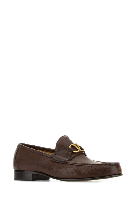 VALENTINO GARAVANI Brown Leather VLogo Loafers for Men