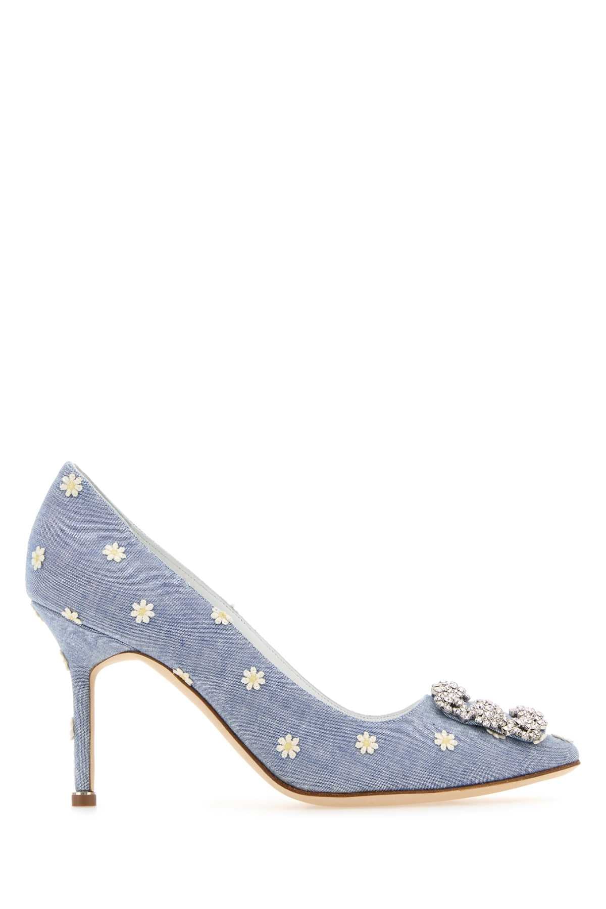 MANOLO BLAHNIK Embroidered Fabric Hangisi Pumps - 9 cm Heel