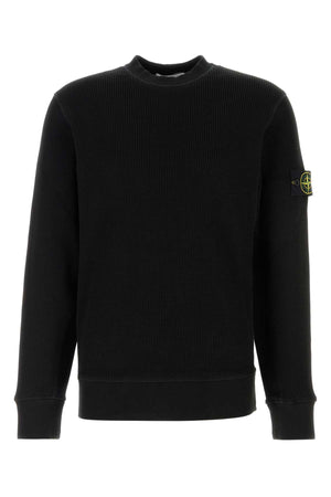 STONE ISLAND Essential Black Cotton Sweatshirt for Men