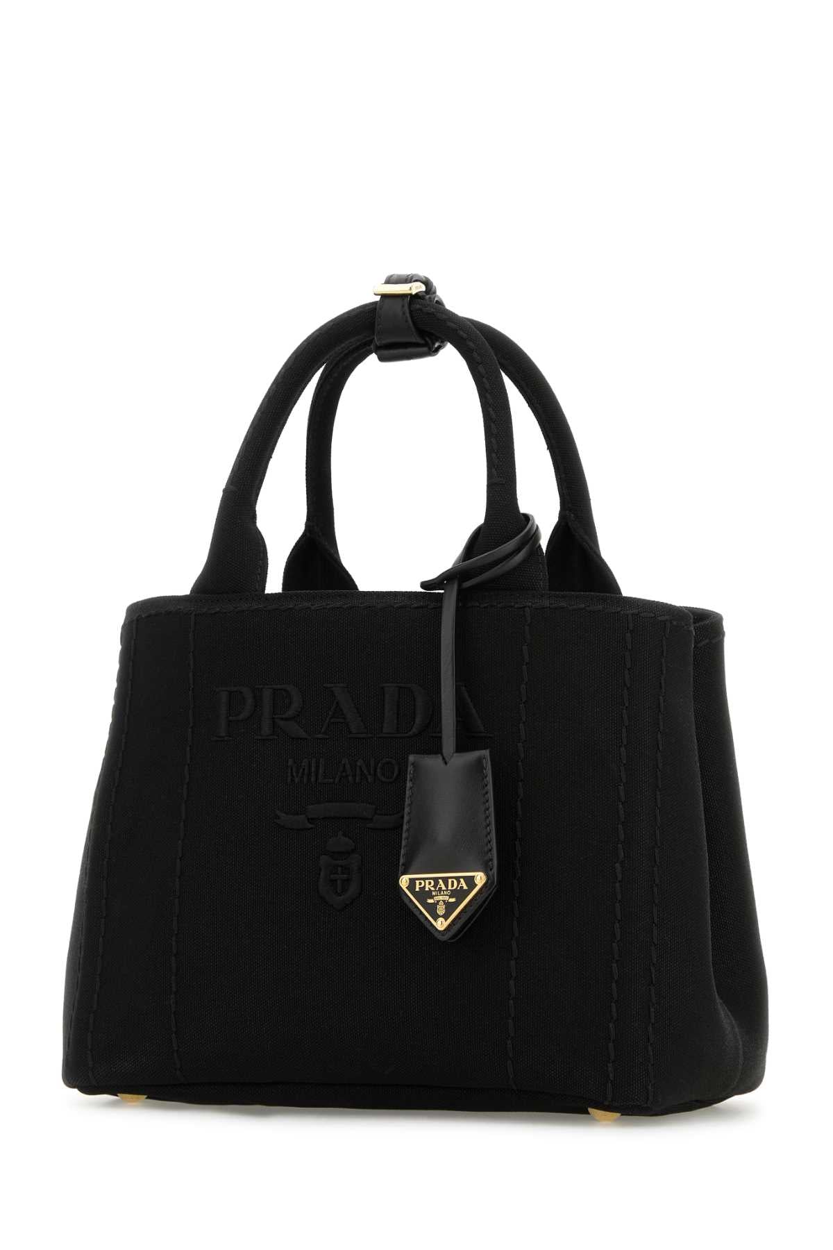 PRADA Elegant Black Canvas Shopping Handbag - 26 x 18 x 15 cm