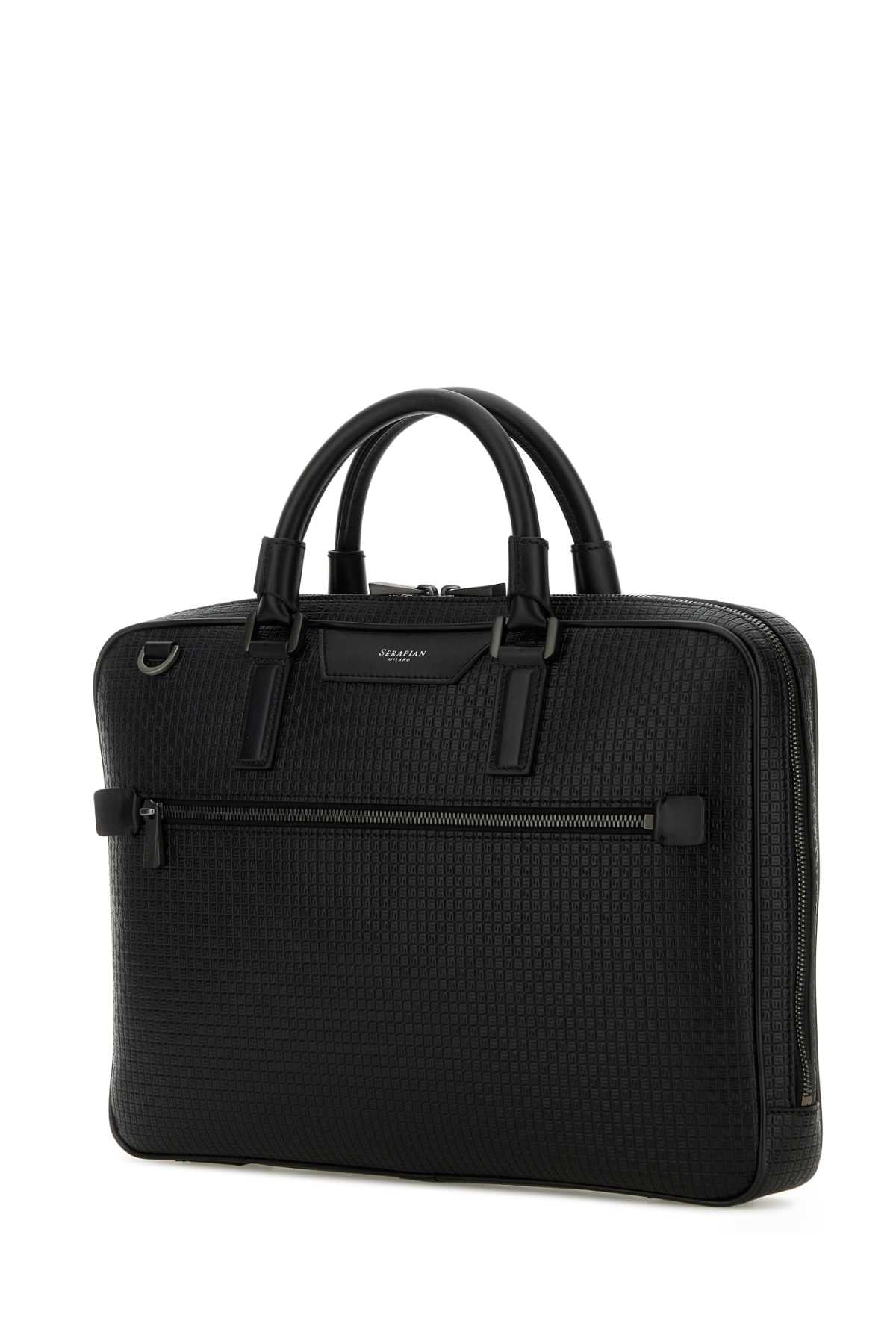 SERAPIAN MILANO Mini Black Synthetic Leather Briefcase