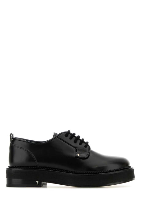 AMI Luxe Black Leather Lace-Up Shoes