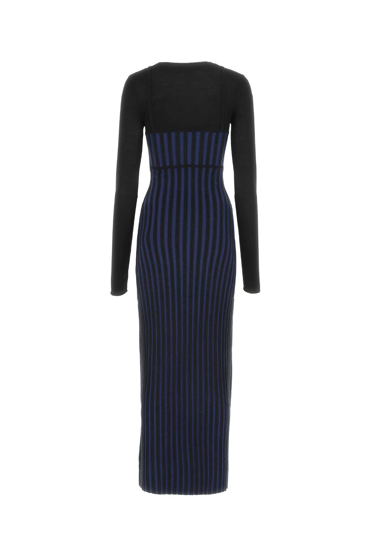 DION LEE Two-tone Wool Blend Long Dress