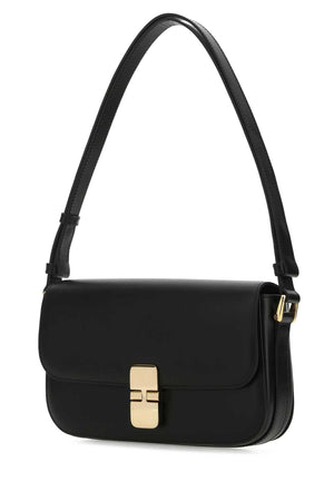 A.P.C. Mini Black Leather Grace Shoulder Handbag