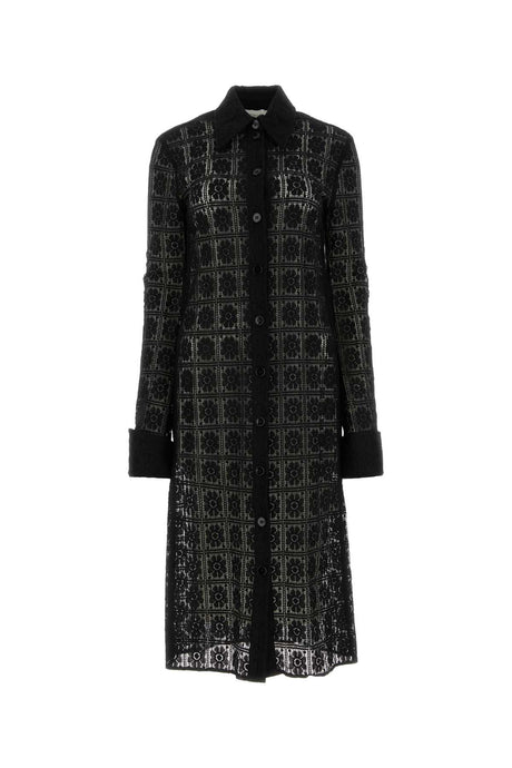 SPORTMAX Elegant Black Lace Shirt Dress