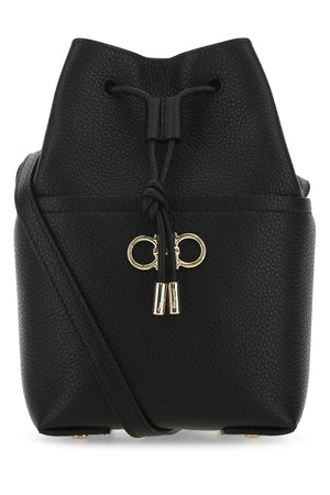 Ferragamo Mini Black Leather Bucket Handbag