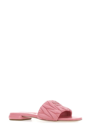 MIU MIU Luxurious Nappa Leather Mini Slippers for Women