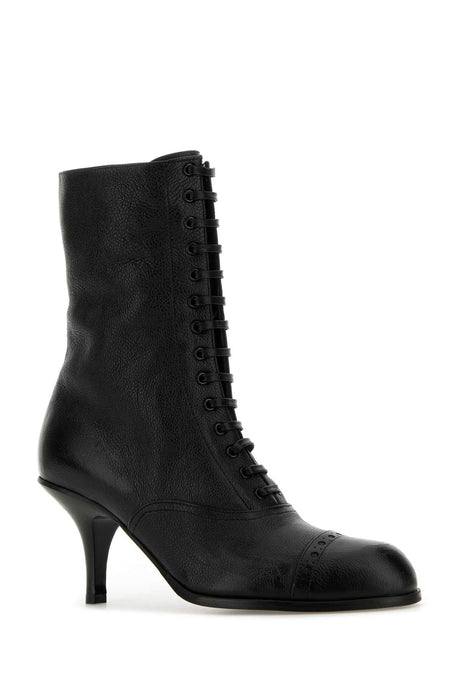 MIU MIU Chic Black Leather Ankle Boots with 7 cm Heel Height