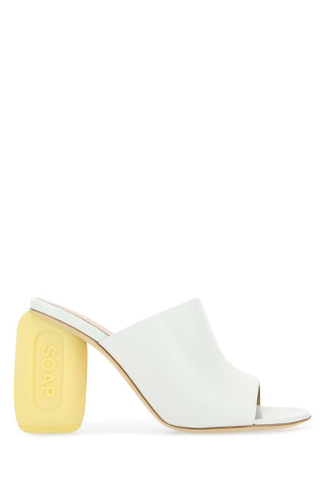 LOEWE Ivory Leather Mini Soap Flat Sandals - 10 cm Heel