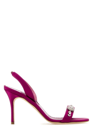 MANOLO BLAHNIK Elegant Satin Mini Sandals with 9 cm Heel Height