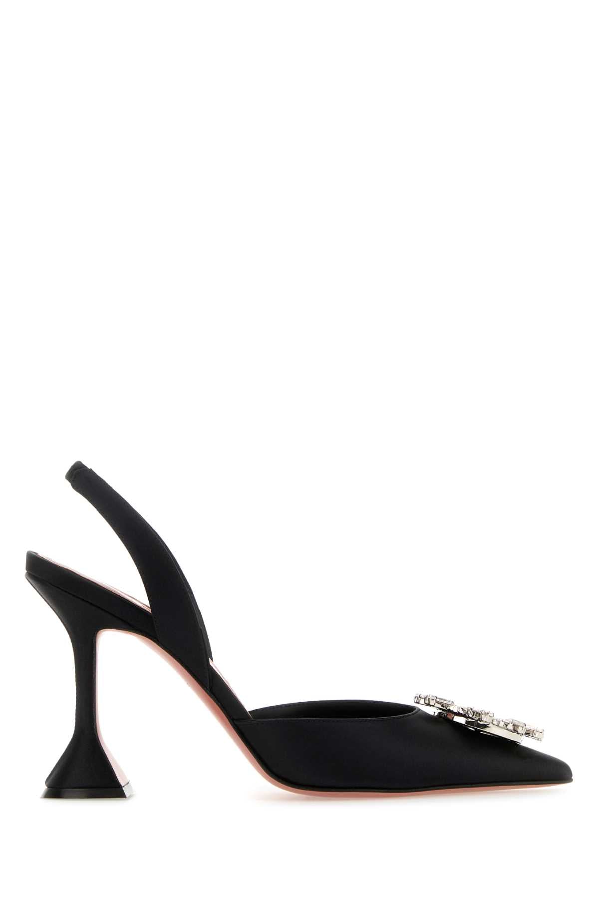 AMINA MUADDI Elegant Black Satin Begum Pumps with 9.5 cm Heel