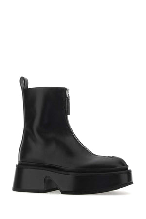 JIL SANDER Stunning Black Leather Ankle Boots with 5 cm Platform