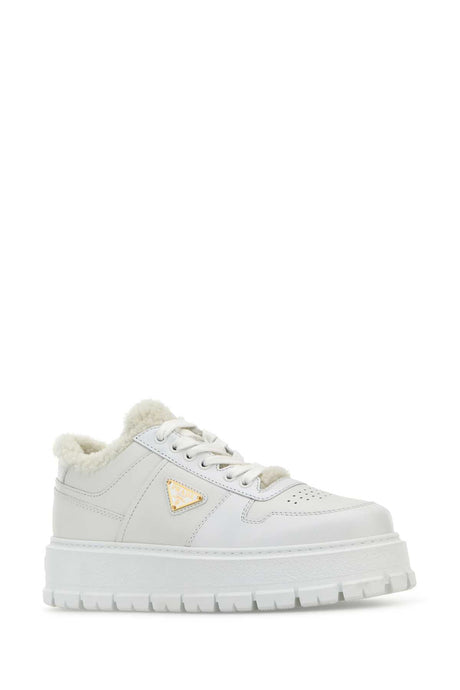 PRADA Elegant White Leather Sneakers for Women