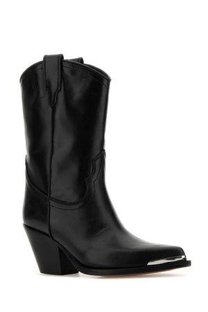 SONORA Clara Mini Black Leather Ankle Boots - 8 cm Heel