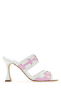 MANOLO BLAHNIK Two-tone Leather and Mesh Avespamu Flat - 9 cm Heel Height