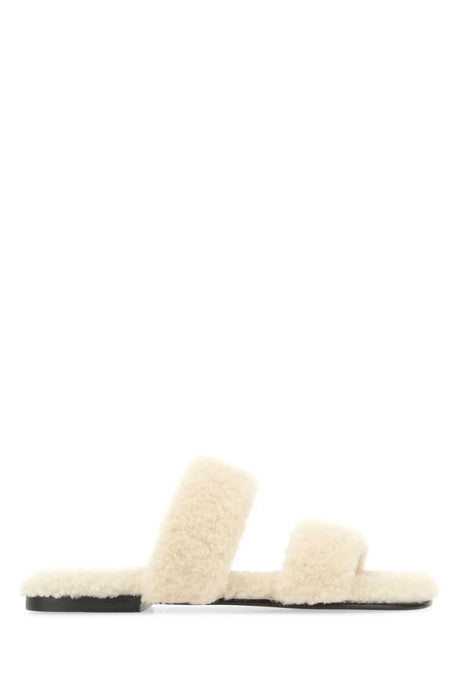 SAINT LAURENT Ivory Shearling Bleach Slippers for Men