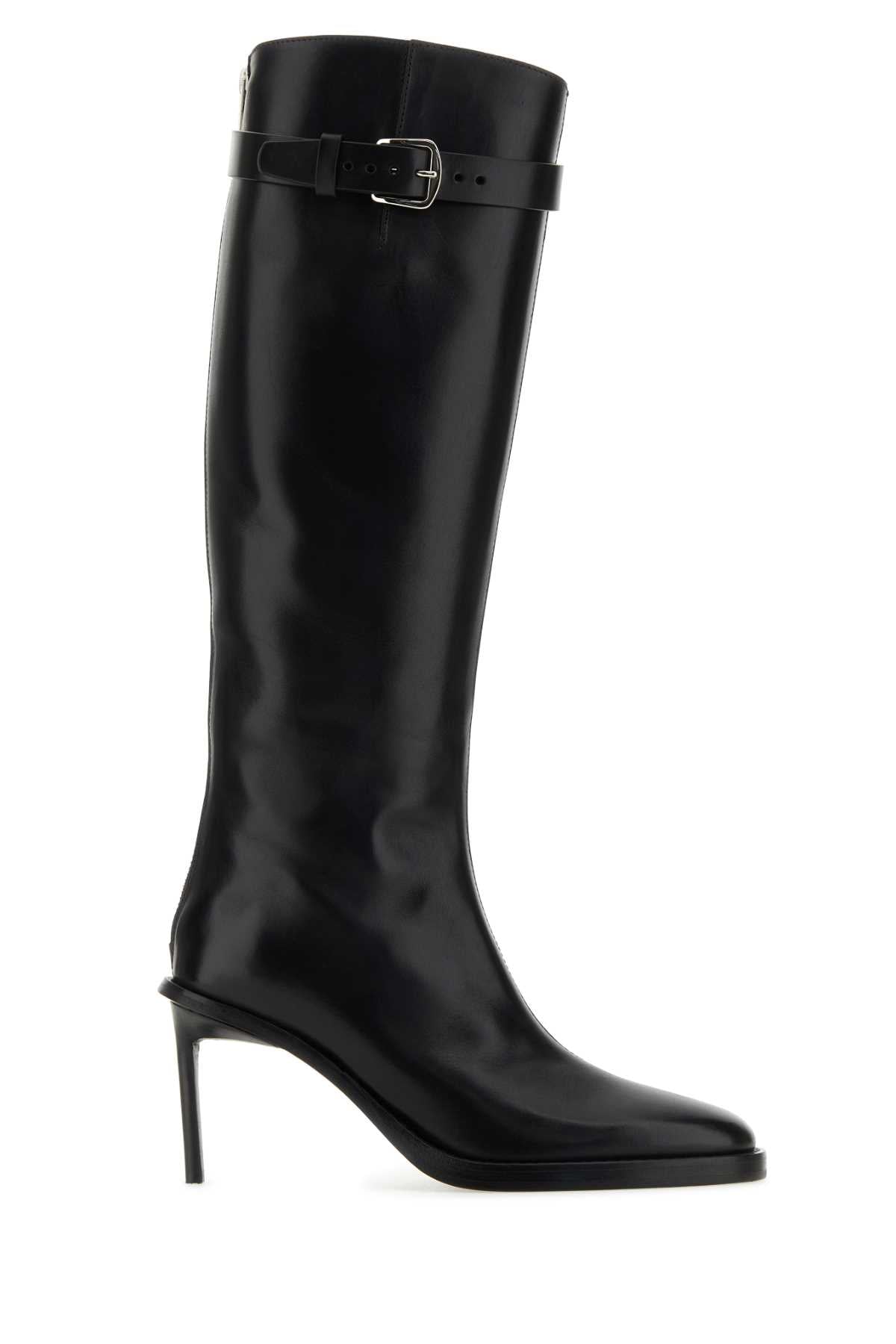 ANN DEMEULEMEESTER Elegant Black Leather Boots with 9 cm Heel for Women