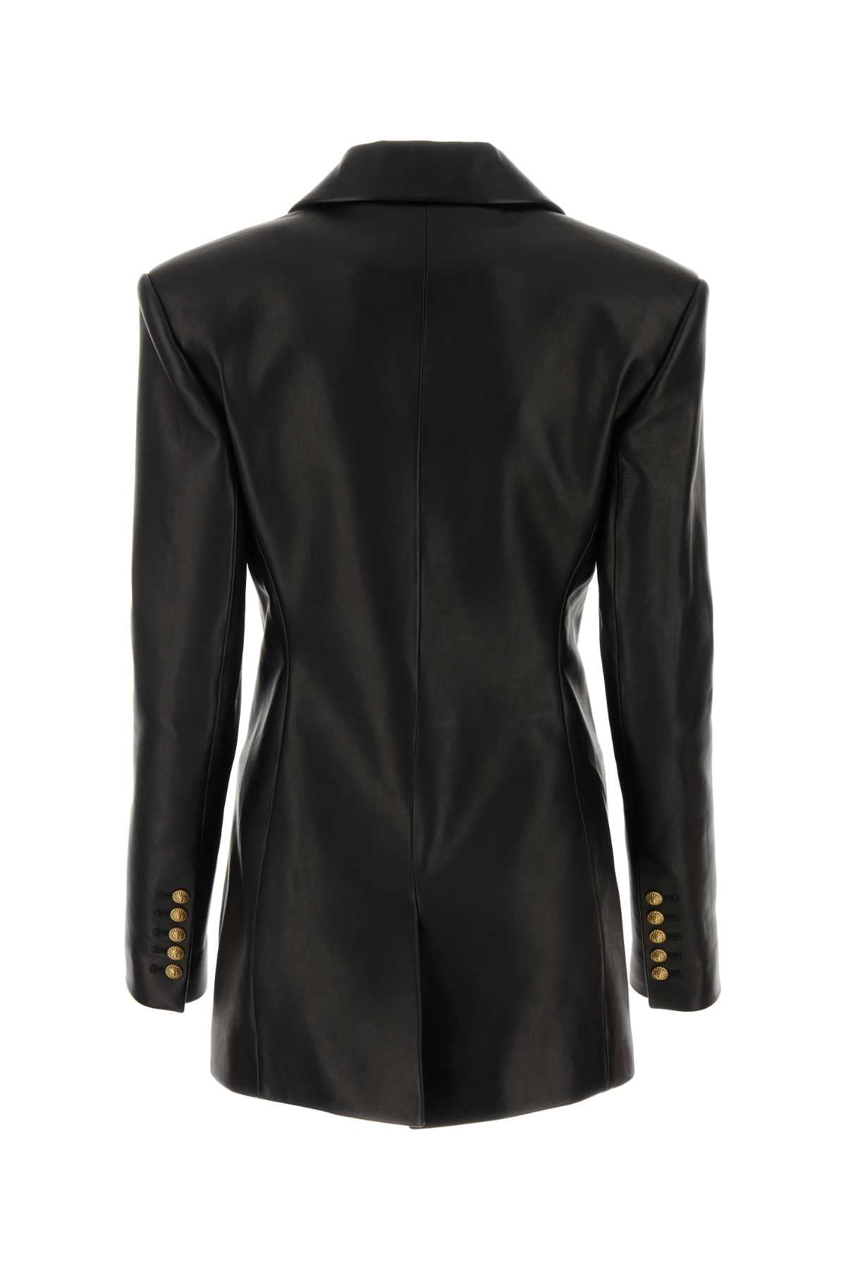 BALMAIN Chic Black Leather Blazer for Women