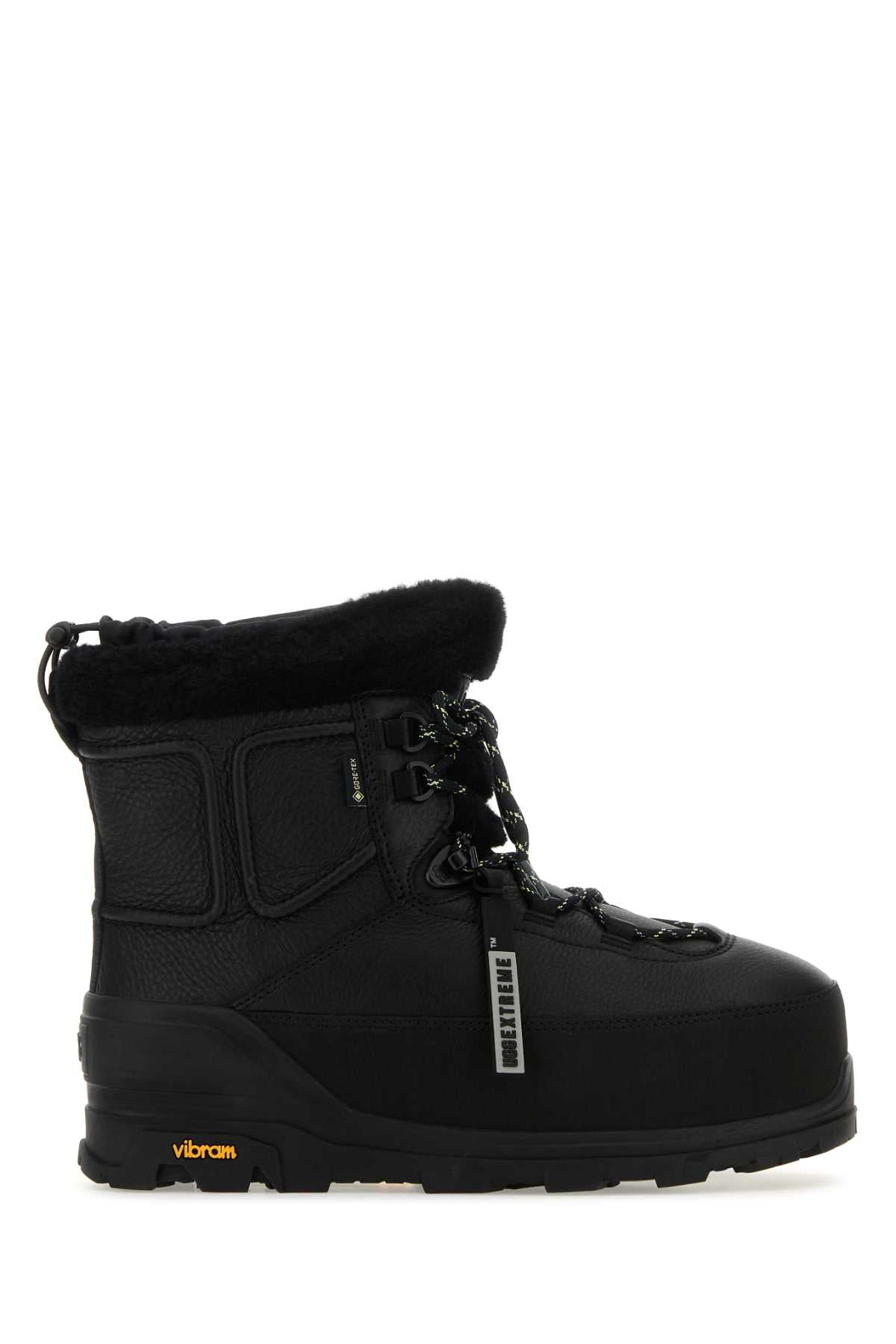 UGG Black Leather Shasta Mini Ankle Boots