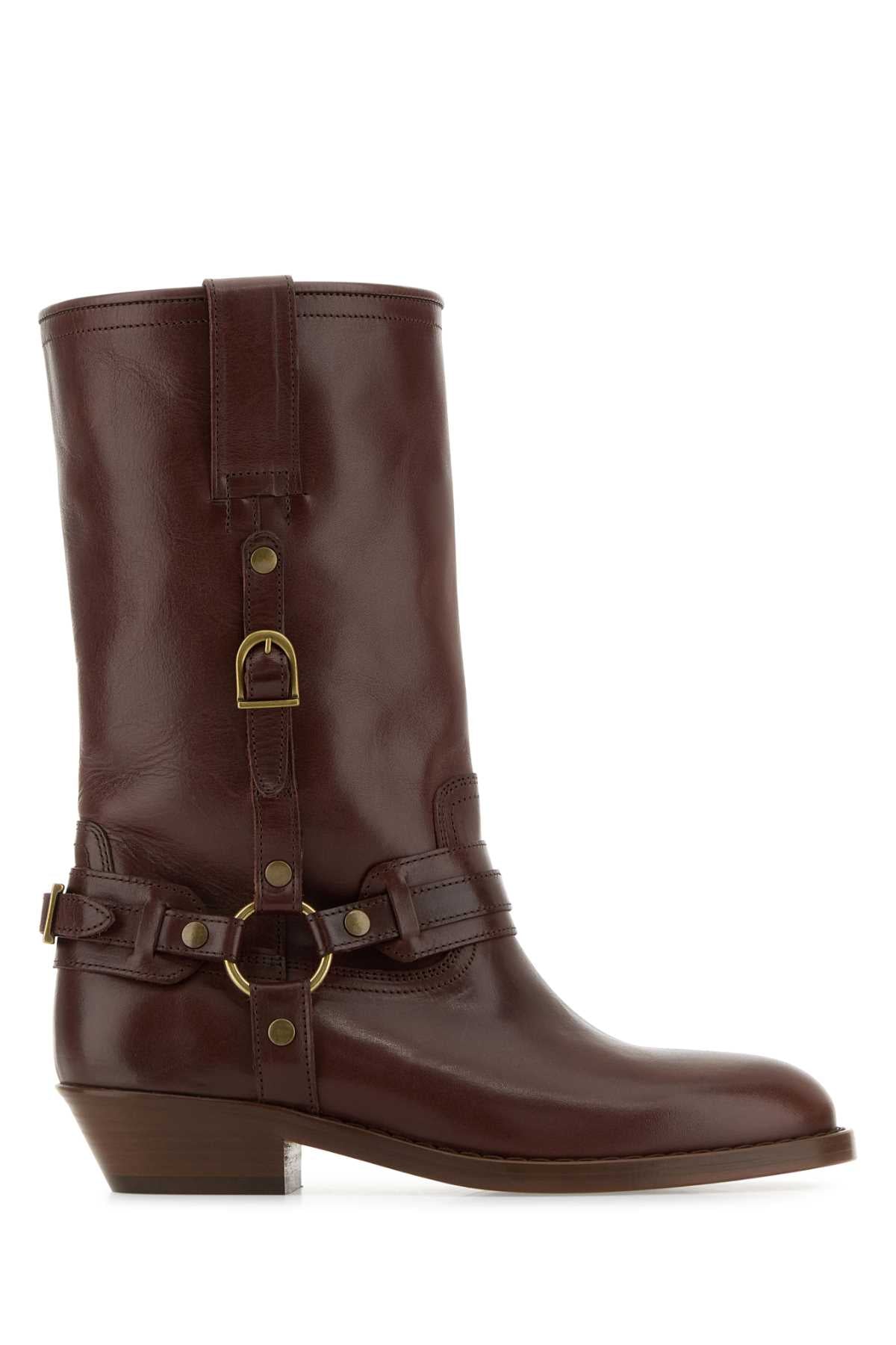 ISABEL MARANT Chic Brown Leather Ankle Boots