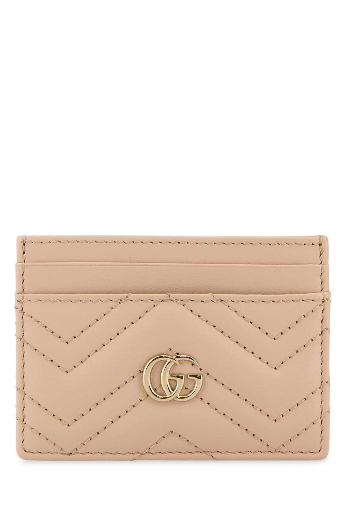 GUCCI Mini Pink Leather Card Holder - GG Marmont Style