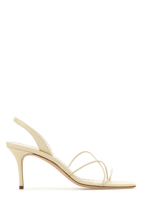 MANOLO BLAHNIK Ivory Nappa Leather Ninfea Sandals with 7 cm Heel