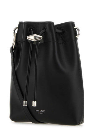 JIMMY CHOO Mini Black Leather Bon Bon Bucket Handbag