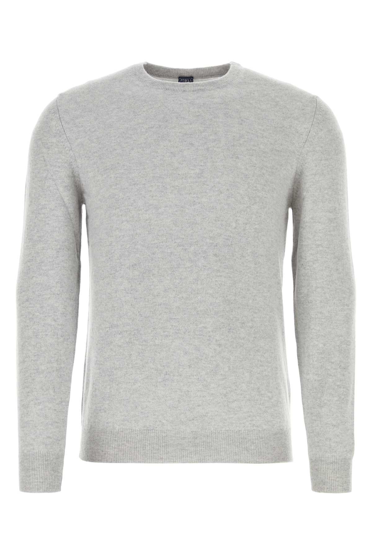 FEDELI Light Grey Cashmere Sweater for Men