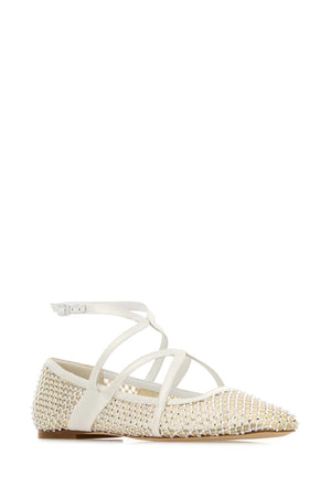 JIMMY CHOO Embellished Mesh Ballerinas