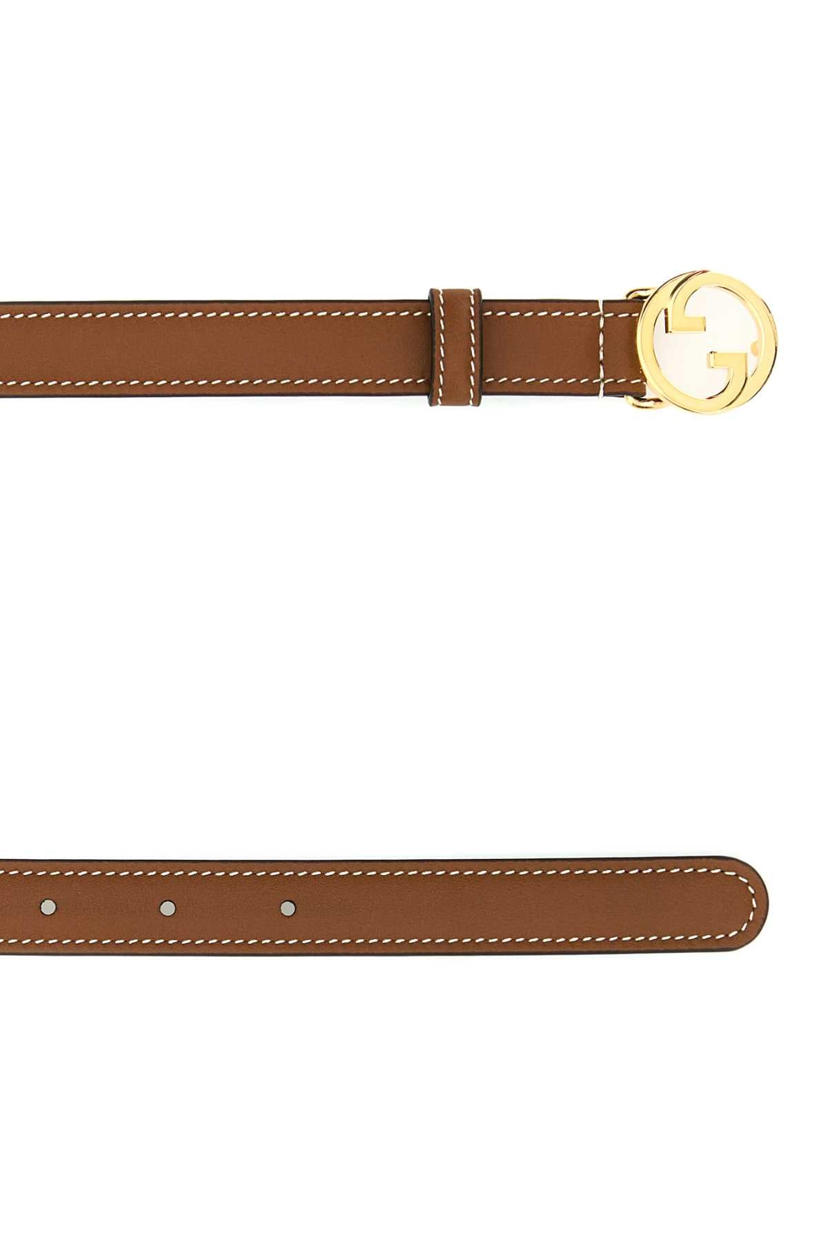 GUCCI Mini Caramel Leather Blondie Belt