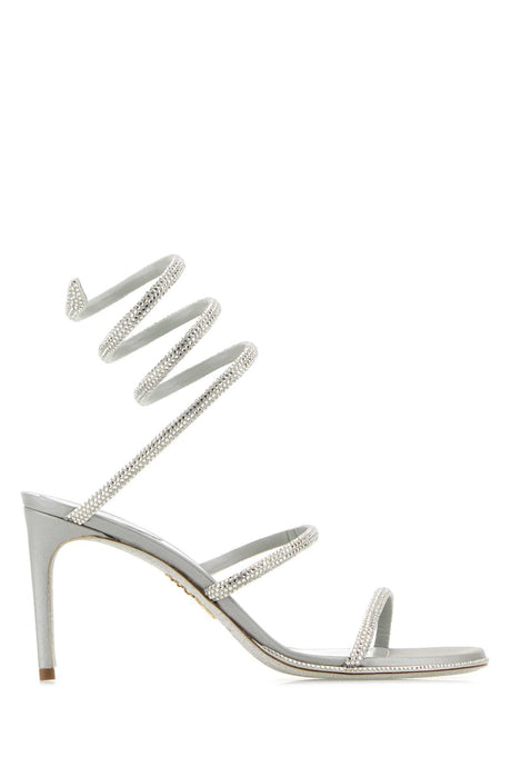 RENE CAOVILLA Embellished Satin Cleo Sandals with 8 cm Heel for Women