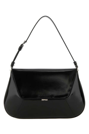 AMINA MUADDI Chic Mini Black Leather Shoulder Handbag