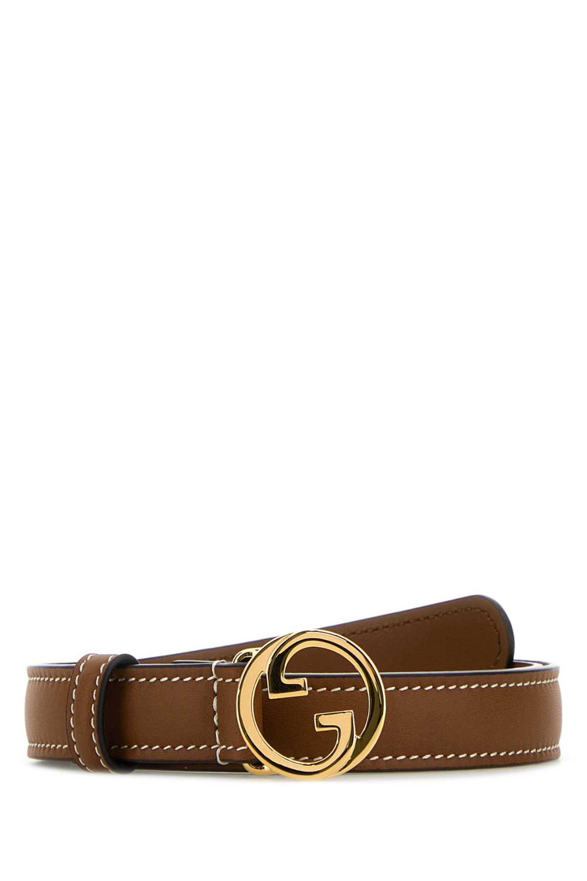 GUCCI Mini Caramel Leather Blondie Belt